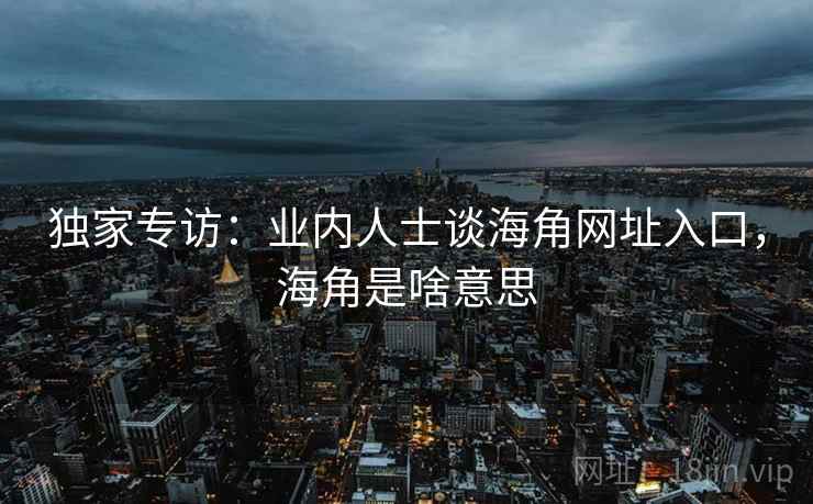 独家专访：业内人士谈海角网址入口，海角是啥意思
